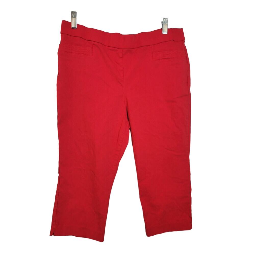 Prophecy Red Straight Leg Mid Rise Pull On Casual Capri Pants Women's Size 14P